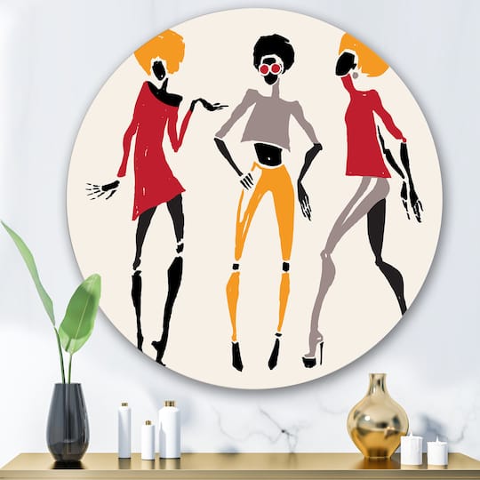 Designart - African American Women Silhouettes I - Modern Metal Circle Wall Art